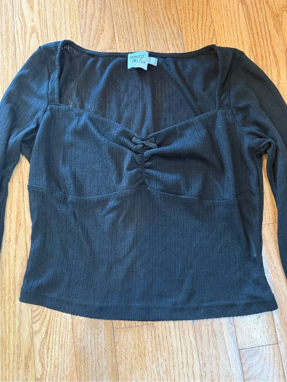 Princess Polly Black Long Sleeve crop Top size 8 - Picture 2 of 4